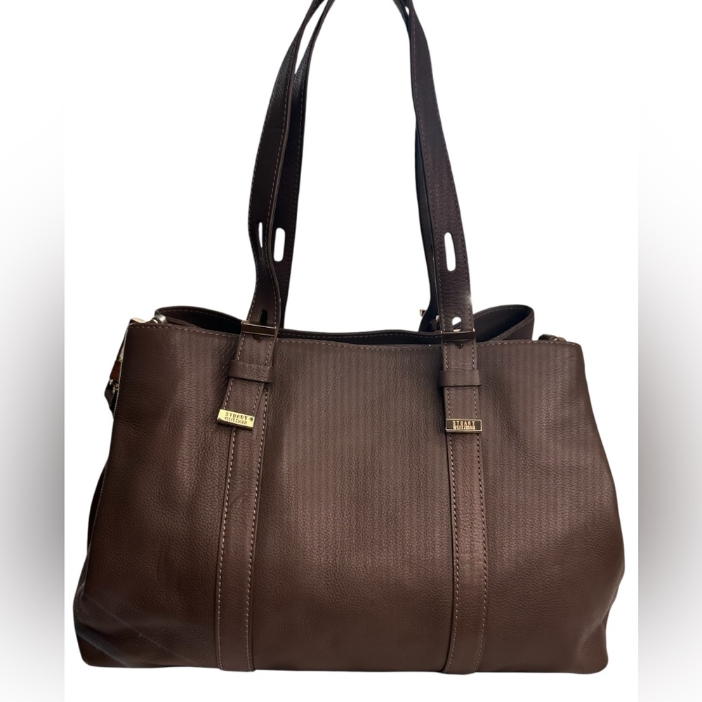 Stuart Weitzman Taupe Shoulder Bag with Gold Accents